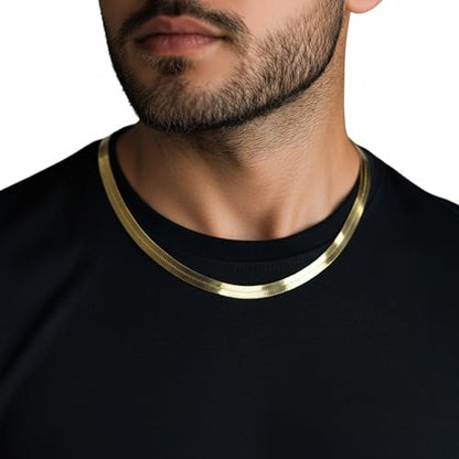 Herringbone Chain Necklace for Women Men 18K Gold Over Italian 925K Stamped Solid Sterling Silver, 3.4mm-5.5mm-7mm-9.4mm-11mm Wide Flat Snake Chain, Made in Italy - size: 18 Inch, style: WIDTH - 9.4MM