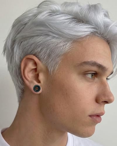 Jewseen 2g-5/8 Moss Agate Ear Gauges Plugs Real Natural Stone Double Flared Ear Tunnels Stretchers Gauges for Women Men Plugs Piercing Jewelry - size: 9/16''=14mm
