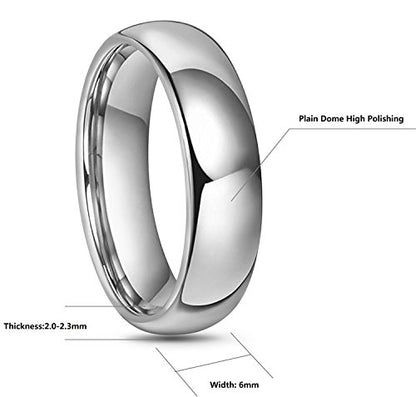 CROWNAL 2mm 4mm 6mm 8mm 10mm Tungsten Wedding Band Ring Men Women Plain Dome Polished Size Comfort Fit Size 3 To 17 - color: 6mm