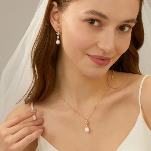 Pearl Earrings for Women Gold Pearl Drop Dangle Earrings Wedding Bridal Bridesmaid Jewelry Gifts for Women - color: Drop pearl-2