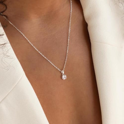 Dainty Silver Gold Necklaces for Women Cute Station Choker Simulated Diamond Necklace Simple Layering CZ Necklace Trendy Jewelry Gifts - color: Silver, style: Square