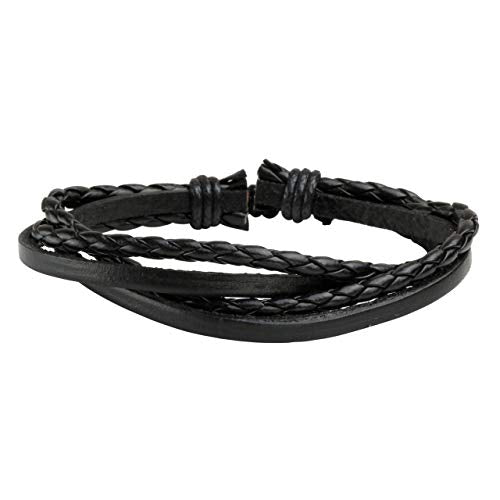 Leather Braided Bracelet Cuff Wrap Wristband for Men Women Adjustable - color: C:6pcs