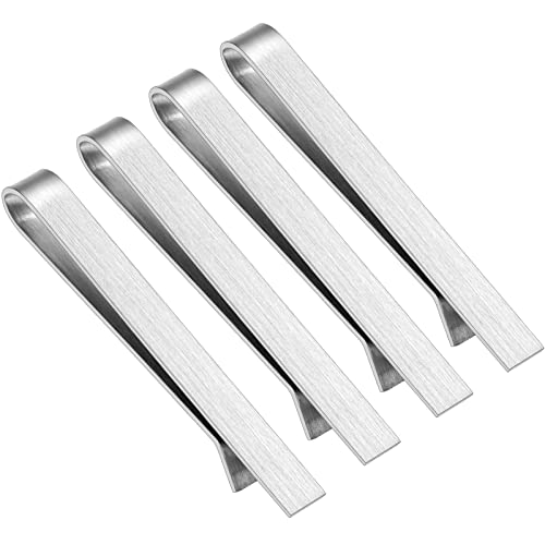 2.2/2.5 Inch Tie Clips for Men's tie in Gift Box, tie bar & pins set for larger width necktie in black red white blue color, Suitable for Wedding Anniversary Christmas Party - size: 2.5'' Wide, style: 4pcs Silver