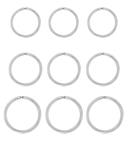 18g 20g 22g Nose Rings Hoops Silver Gold Hoop Nose Ring Surgical Steel Hypoallergenic Cartilage Hoop Earring Thin Helix Earring Hoops Tiny Small Lip Rings Piercing Jewelry 6mm 8mm 10mm - color: Silver 20g 6/8/10mm