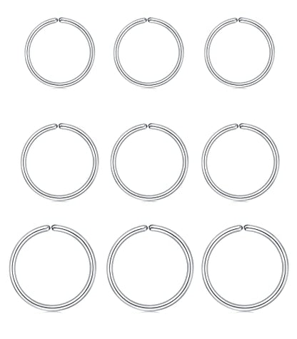 18g 20g 22g Nose Rings Hoops Silver Gold Hoop Nose Ring Surgical Steel Hypoallergenic Cartilage Hoop Earring Thin Helix Earring Hoops Tiny Small Lip Rings Piercing Jewelry 6mm 8mm 10mm - color: Silver 20g 6/8/10mm