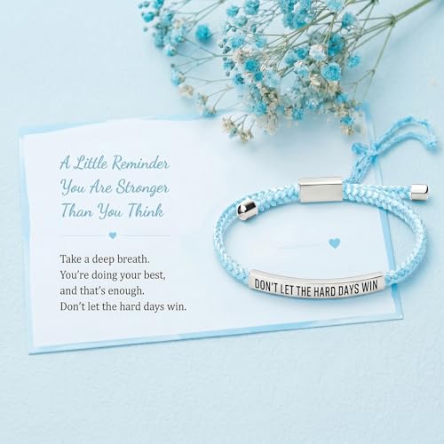 Frodete Dont Let The Hard Days Win Bracelet Inspirational Gifts for Women Adjustable Braided Tube Bracelet Gifts for Friends - color: A9:blue