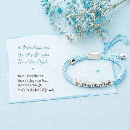 Frodete Dont Let The Hard Days Win Bracelet Inspirational Gifts for Women Adjustable Braided Tube Bracelet Gifts for Friends - color: A9:blue