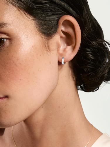 Chunky Emerald Sapphire Ruby Hoop Earrings, Princess or Round Cut, 14k Yellow Gold Plated Sterling Silver Cubic Zirconia Huggie Earings Minimalist Hoops Earrings for Women Wedding Daily Birthday - style: Princess cut -5a CZ -Silver