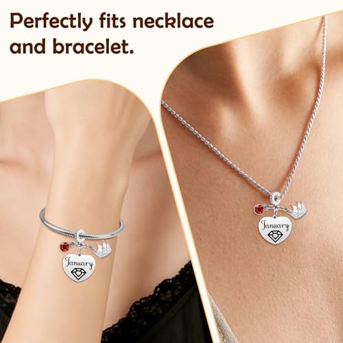 Birthday Gifts for Women Birthstone Charms for Bracelets Necklaces Jewelry Gift for Mom Wife Daughter Granddaughter Niece Sister Girlfriend - color: January