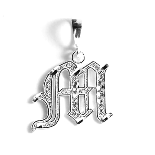Personalized Gothic Old English Sterling Silver Initial A-Z Pendant. - style: M