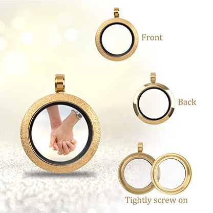 WANDIC Photo Charms, Set of 4 Matte Stainless Steel Round Memory Locket Pendant Bridal Wedding Bouquet Charms for Photo or Wedding, 25mm - color: 4pcs-gold Matte
