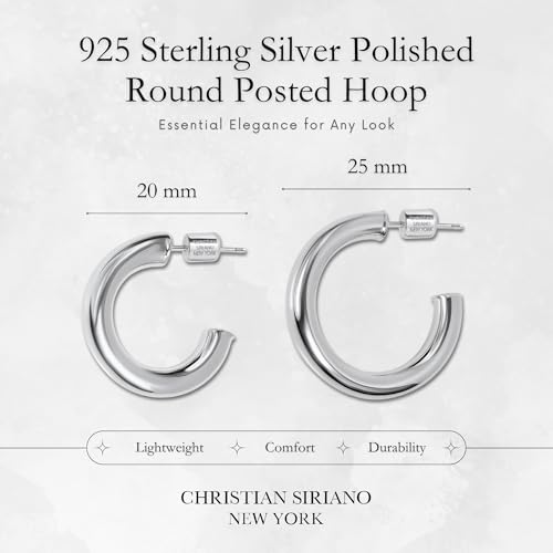 Small Gold Hoop Earrings for Women | 18K Gold Plated Non Tarnish Hoops, Classic Polished Huggie Earrings, 925 Sterling Silver Base, Twist Hoop. (4x20mm & 4x25mm, 3x15mm & 3x20mm) - color: Silver, size: Polish Hoop (4x20mm & 4x25mm)