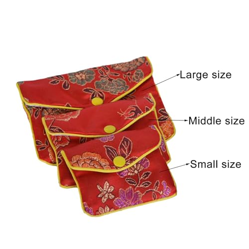 15 Pcs Jewelry Purse Pouch Brocade Gift Bags Chinese Style Pouches Mix Colors - size: M