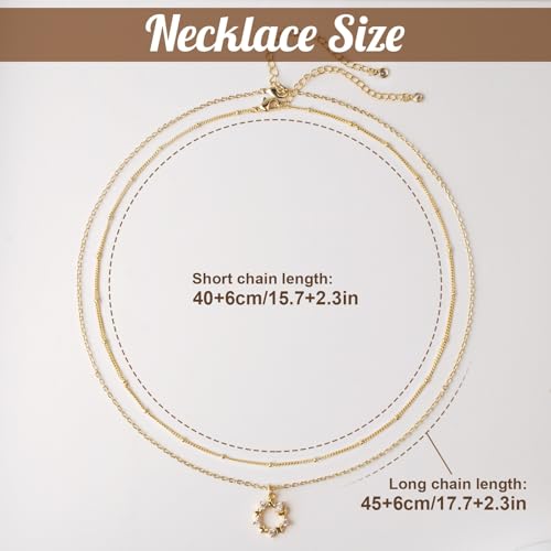 MJartoria 14K Gold Plated Gold Layered Necklace, Heart Butterfly Star Moon Pendant Necklace for Women, Dainty Jewelry Gifts for Mom, Wedding, Party, Daily Wear - style: Star Moon