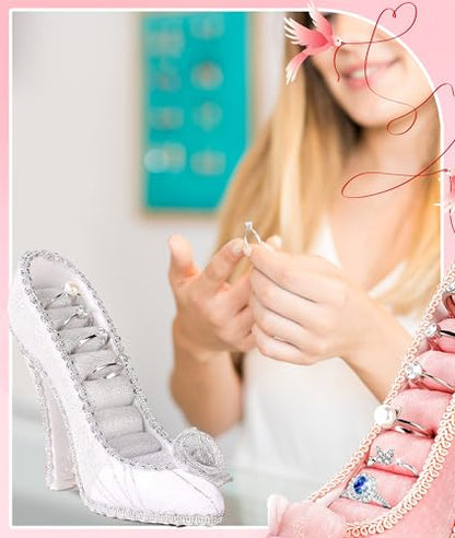 Jewelry Display Stand, Earring Necklace Ring Holder, Model Dress High heeled Shoes Earring Necklace Ring Jewelry Holder Stand Display (White) - color: White