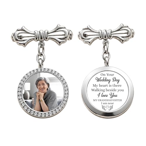 Personalized Wedding Bouquet Photo Charm, Custom Memorial Pin with Picture, Photo Locket Pendant for Bride Bouquet or Groom Suit, Memory Charm for Wedding Bouquet - color: My Heart Is With You