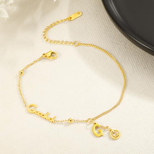 Dainty Gold Anklets for Women Stainless Steel Simple Ankle Bracelets Summer Beach Foot Chain Jewelry Gift - color: Good Luck