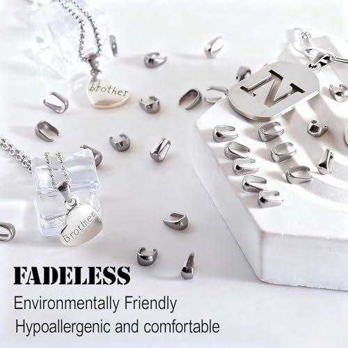 100PCs Stainless Steel Clip Bail Clasps for Jewelry Making (Natural) | Sturdy, Fadeless, Water Proof, 0.24 Inch, Pendant Holders, Necklace Charm Findings, Jewelry Making - color: Stainless Steel Color