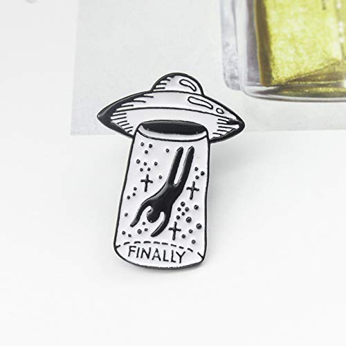 Premium Handmade Enamel Lapel Pin Brooch Badge - color: [UFO] Finally Took Me, size: 1 Pin