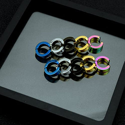 10 Pieces Non-Piercing Earrings Ear Clip Fake Ear Hoops for Men and Women Stainless Steel - color: 5 Pairs Set