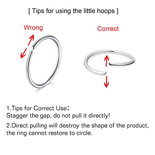 18g 20g 22g Nose Rings Hoops Silver Gold Hoop Nose Ring Surgical Steel Hypoallergenic Cartilage Hoop Earring Thin Helix Earring Hoops Tiny Small Lip Rings Piercing Jewelry 6mm 8mm 10mm - color: Silver 20g 6/8/10mm
