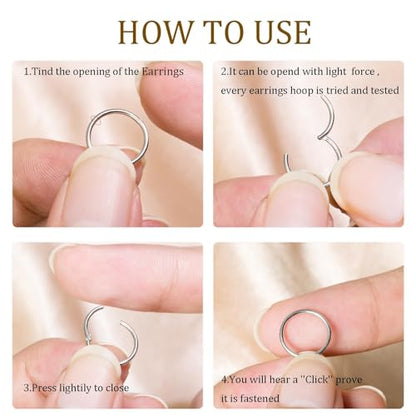 Small Gold Hoop Earrings, Lightweight 14K Gold Plated Huggie Hoop Earrings for Cartilage Helix Tragus, Hypoallergenic Earrings for Women Men, Tiny Thin Hoops Surgical Steel Endless Hoops Earrings 6-10 mm - color: 10mm Hoop Silver-18g