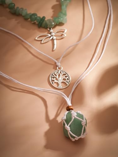 MINACHI Bohemian Retro Style Multi Layer Necklace, Green Crystal Sun and Floral Pendant, Ethnic Jewelry for Women - style: Necklace NEC.010