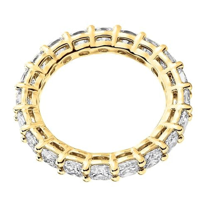 PAVOI 14K Gold Plated Eternity Ring for Women, Stackable Love Wedding Band | Square-Cut Cubic Zirconia Rings, Hypoallergenic Gold Wedding Bands - color: Yellow Gold