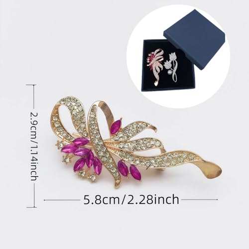 2pcs Rhinestone Brooch Pin for Women Dress Elegant Stylish Crystal Brooches Fashion Accessories Pins Lapel Boutonniere Ideas Wedding Christmas Birthday Jewelry Easter Gift - color: 08 Purple/Silver
