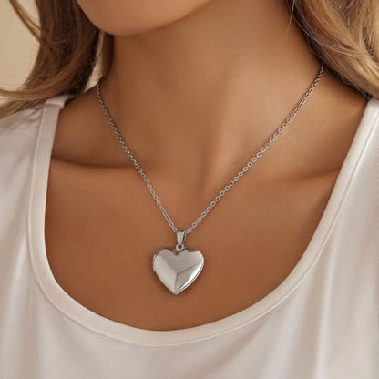PHOCKSIN Personalized Locket Necklace for Women Photo Necklace with Customized Picture Birth Flower Birthstone Customizable Birthday Gifts - color: #18-Heart Silver Birthflower