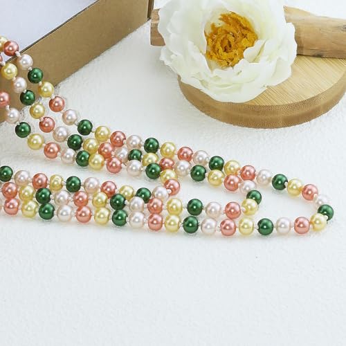 Pearl Necklaces for Women 60'' 70" Long Pearl Necklace 15.75'' Pearl Choker Necklace Chunky Bead Layered Faux Pearl Dangle Wedding Bridal 1920s Gatsby Christmas Costume Jewelry Gifts - color: Colorful-60“