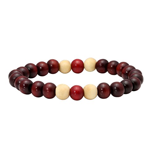 Eigso 6-8mm Wood Beads Bracelet Prayer Beads for Meditation Buddha Tibetan Bracelet for Men and Women - color: D:3 PCS