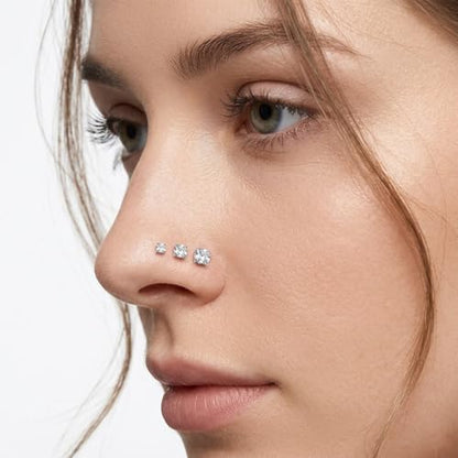 17PCS 18/20G Nose Stud Set, Spiral and L-Shaped Nostril Piercing Jewelry, Anti-Sensitive Stainless Steel Hoop Nose Ring for Auricle Ear Cartilage Tragu Earring Lip Noses, Suitable for Women Men
