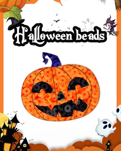 Goldwise Halloween Jewelry Making Bead Kit – 2 Storage Boxes with Clay Beads, Orange A–Z Letter Beads and Halloween Charms, DIY Bracelet & Jewelry Making Supplies - size: Halloween