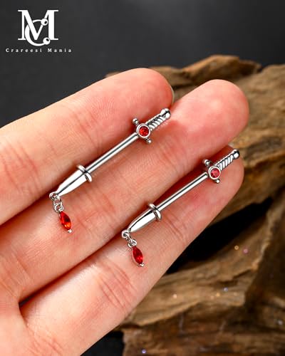 Dagger Nipple Ring 14G Gold Nipple Rings 316L Stainless Steel Nipple Piercing Jewelry Dangle Nipple Rings for Women Nipple Piercing Jewelry - color: Silver