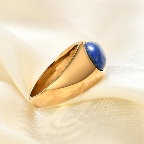 MYNENEY Signet Mens Pinky Rings Statement Wedding for Women - color: Blue-Gold