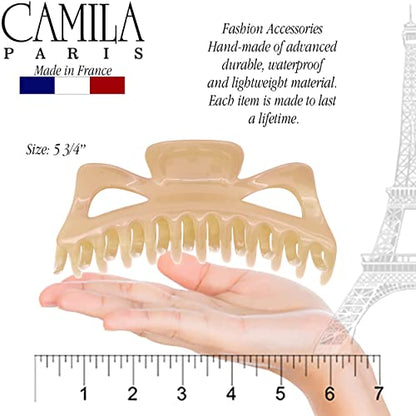 Camila Paris CP2887 French Large Hair Clips for Women Thick Hair for Long Curly Wavy Hair, Girls Hair Claw Clip, Durable Styling Big Claw Clip for Thick Hair, Strong Hold No Slip Grip, Made in France - color: Beige 6"