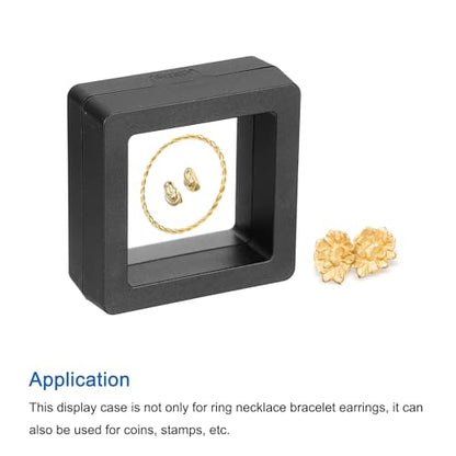 MECCANIXITY Floating Frame Display Holder Stand 3D Jewelry Display Box 1.97 x 1.97 x 0.79 Inch Black for Ring Necklace Bracelet Earring Pack of 2 - color: Black, size: 1.97 x 1.97 x 0.79 inch