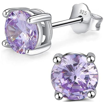 Adabele Authentic Sterling Silver Birthstone Stud Earrings 6mm 8mm Cubic Zirconia Imitation Diamond Gemstone Hypoallergenic Nickel Free Tarnish Resistant Women Fine Jewelry - color: June, size: 8mm/2 Carat/Large