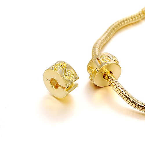RUBYCA 20pcs Gold Color Clip Lock Stopper Clasp Beads DIY fit European Charm Bracelet Model 154 - color: Model 154 Gold Plated, size: 20 PCS