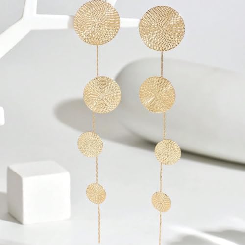 Gold Dangle Earrings for Women Long Statement Drop Boho Gold Chandelier Disc Tassel Earrings Dangle for Party Wedding Trendy Jewelry Gifts - color: A1-gold