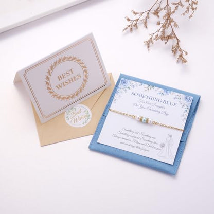 Ralukiia Something Blue Anklet for Bride, Walk Down the Aisle Anklet, Wedding Day Foot Jewelry, Something Blue Wedding Gifts for Bride, Bridal Ankle Bracelet, Bridal Shower Gift - color: Our Daughter Gold