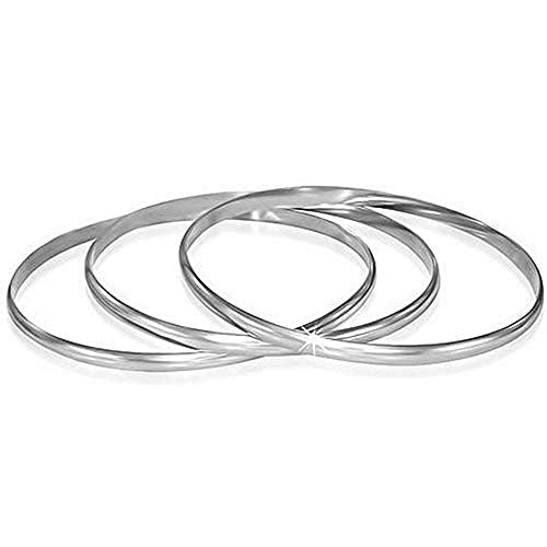 Stainless Steel Silver-Tone Three Stackable Womens Bangle Bracelets - color: silver