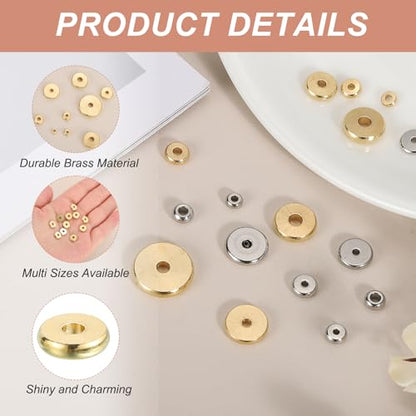 MECCANIXITY 40Pcs Rondelle Spacer Beads 10mm Diameter 3mm Hole Size 2.5mm Thick Metal Flat Disc Charm Circle for Bracelet Earring Necklace Jewelry Making, Gold - color: Gold, size: 10mm Dia x 3mm Hole Sizex 2.5mm Thick