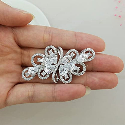 YOQUCOL Cubic Zirconia Crystal Rhinestone Wedding Brooch Pin for Women Brides Jewelry - color: A