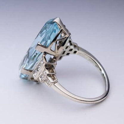 White Gold Plated Blue Cubic Zirconia Engagement Rings Wedding Bridal Band Promise Rings Evening Parties Anniversary Valentine's Day Gifts Eternity Bands for Women - size: 8