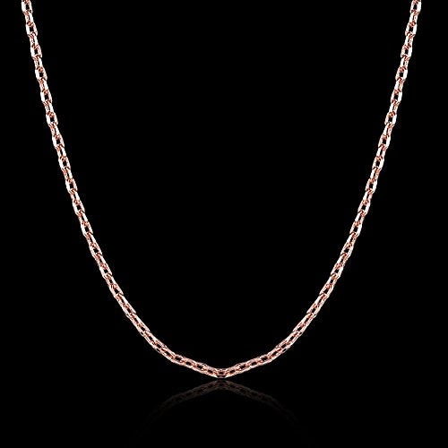 Cutesmile Fashion Jewelry 18k Gold/Rose Gold/White Gold 1.5mm Rolo Adjustable Chain Crafted Necklace (Rose Gold) - color: Rose Gold