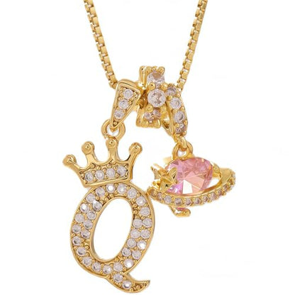18K Gold & Silver Plated Initial Necklaces for Women - color: Q-Gold