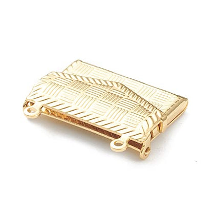 Craftdady 18K Gold Plated Brass Photo Locket Frame Pendants Charms for Necklaces Personalized Jewelry Crafts Making - size: 17x22mm Handbag