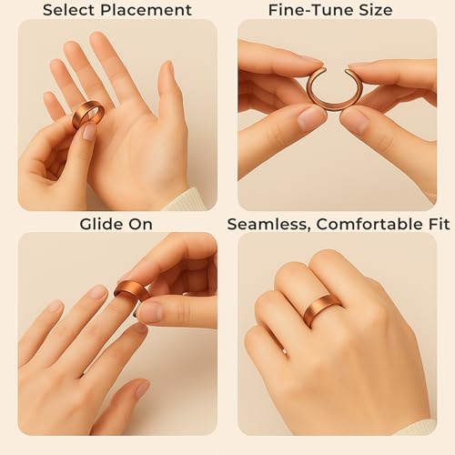 Magnetic Open Ring – Wellness‑Inspired Adjustable Band Ring, Polished Minimalist Jewelry for Men & Women, Everyday Balance, Compact Gift Box - color: Copper